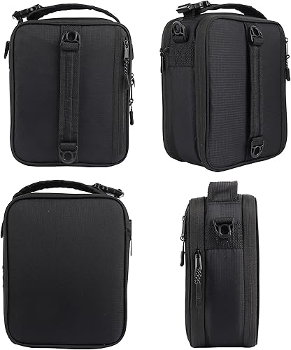 Miniatura 5 de Lonchera aislada para niños, mujeres y hombres, lonchera negra para adultos con correa, pequeña lonchera aislada para trabajo, escuela, loncheras