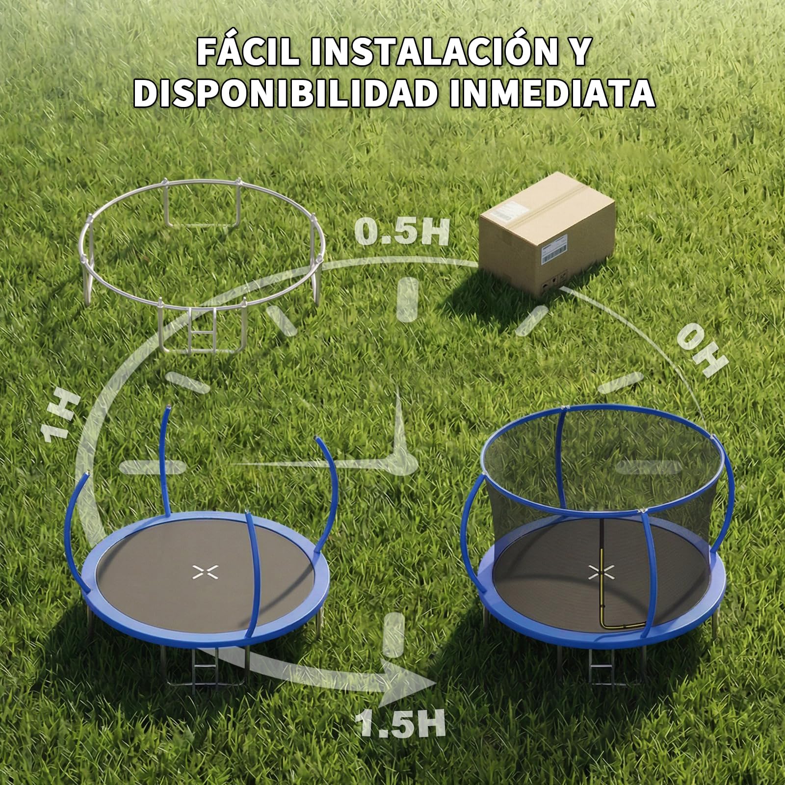 JUMMICO Trampolín para Exteriores Ø 183/228/290/360 cm Juego Completo con Red de Seguridad, Escalera, Cubierta para los Bordes y Accesorios de Montaje, certificación GS Trampolín de jardín para niños