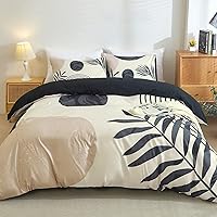 Vista 1 de Hilioens Juego de funda de edredón Boho tamaño Queen negro con arco abstracto moderno de estilo Boho para todas las estaciones, 3 piezas