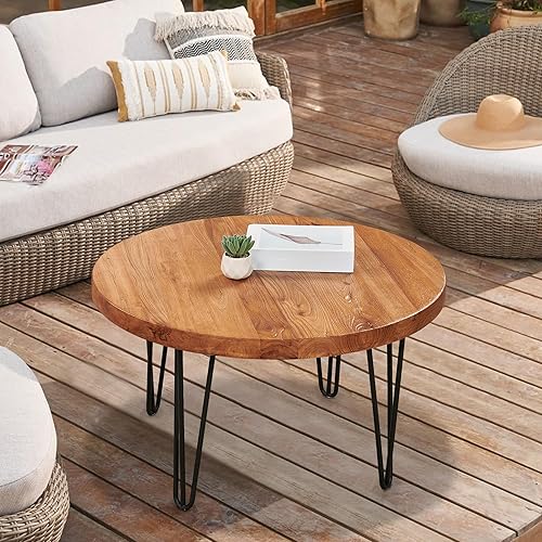 Miniatura 17 de Mesa de centro cuadrada de madera natural de 27 x 27 x 15 pulgadas de alto, mesas vintage de madera rústica para sala de estar, comedor, sofá,