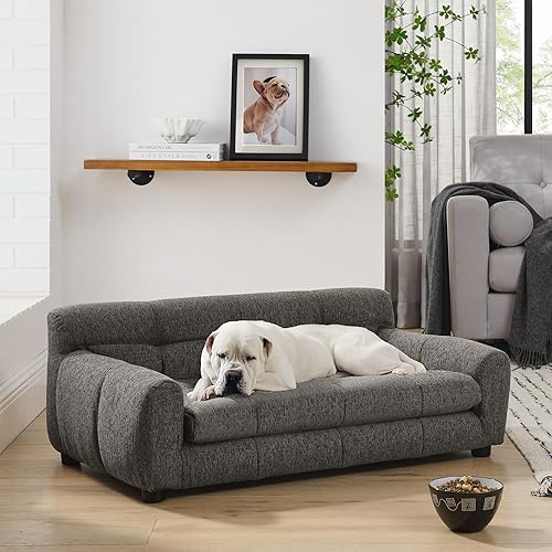Sofá elevado para perros de 38 pulgadas, sofá cama de espuma viscoelástica para perros con cojín acogedor extraíble, sofá para mascotas con patas,