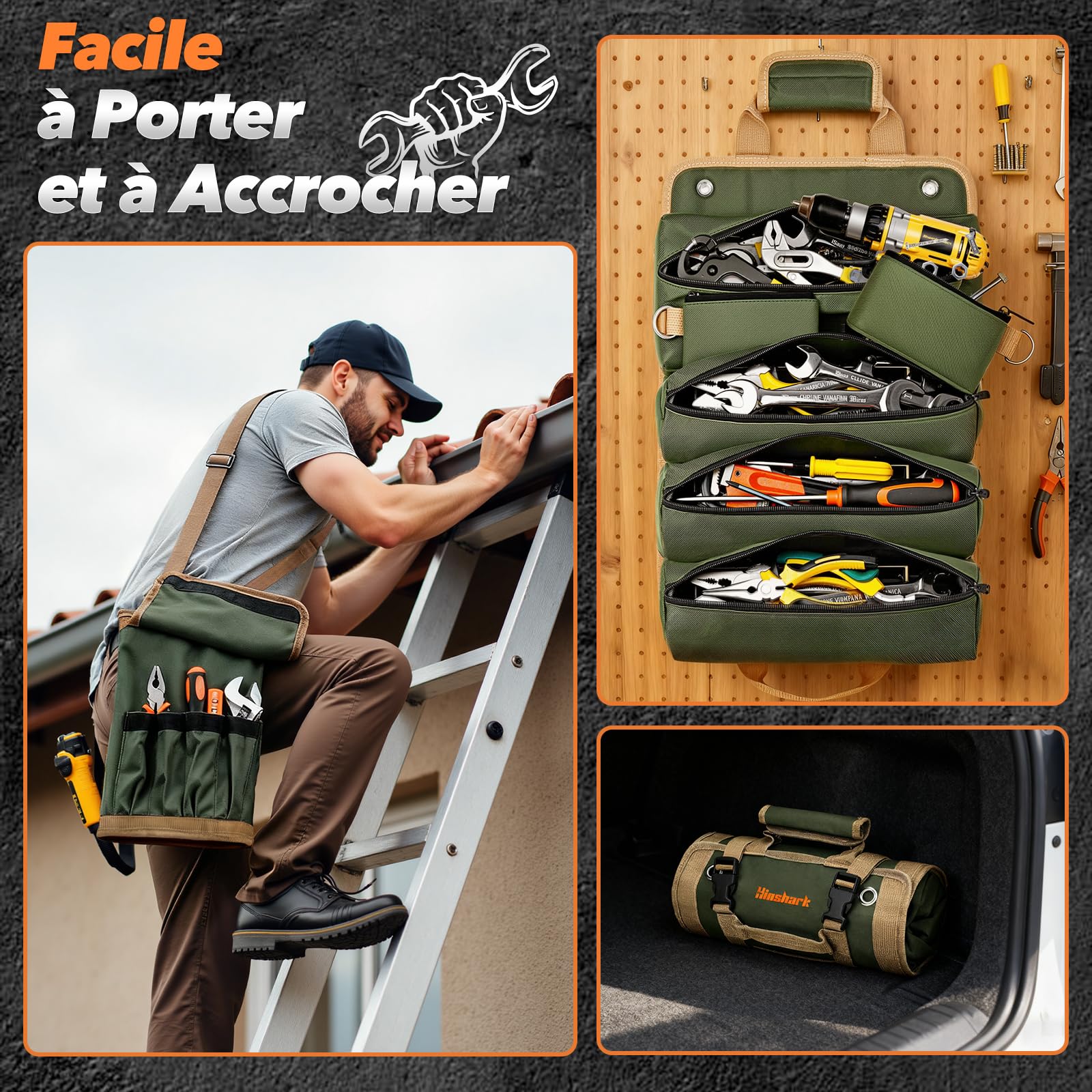 Hinshark Cadeau Homme, Sac à Outils Enroulable, Idee Cadeau Anniversaire Homme Noel Original, Gadget Insolite Utile, Cadeau Papa, Idée Cadeau Secret Santa, Fete des Peres