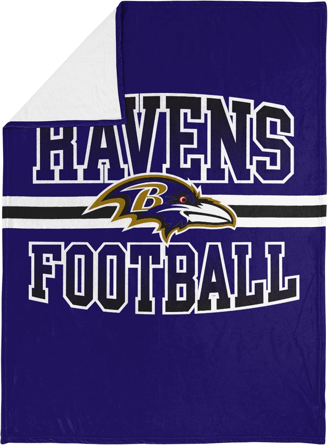 Baltimore Ravens Fleece Blanket Micro Raschel with Stripe Logo