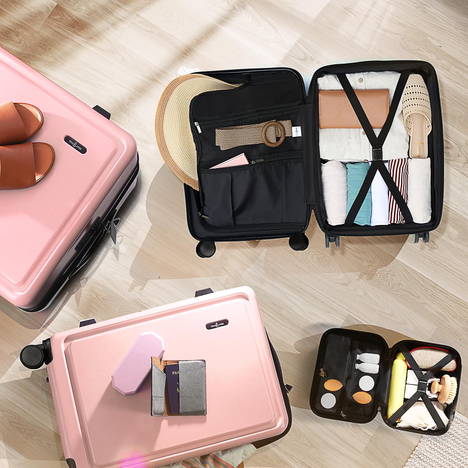 TRAVELARIM Juego de Equipaje rígido con Ruedas giratorias de 4 Piezas