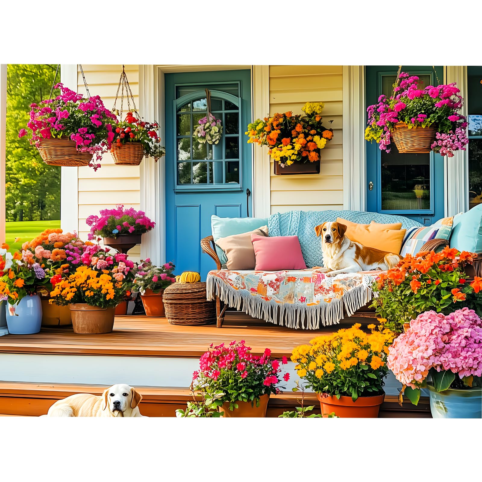 300 Piece Puzzles for Adult, Colorful Flower and Cute Puppy Jigsaw Puzzle