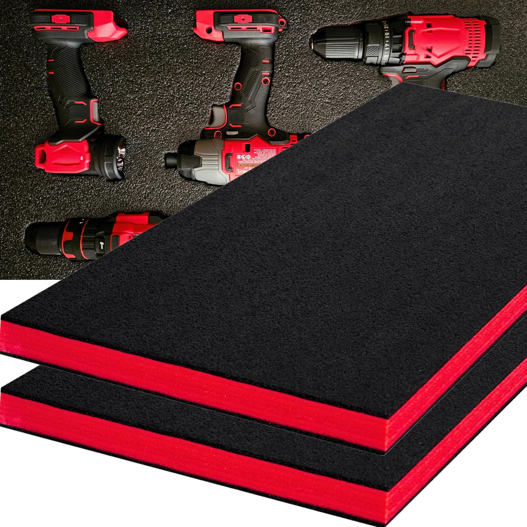 Tool Box Foam 2Pack 45x22x2 inch, Foam Inserts for Cases, Polyethylene Tool Foam Sheets, Drawer Liner Foam, Toolbox Kaizen Organizer and Storage Tool Shadow Foam