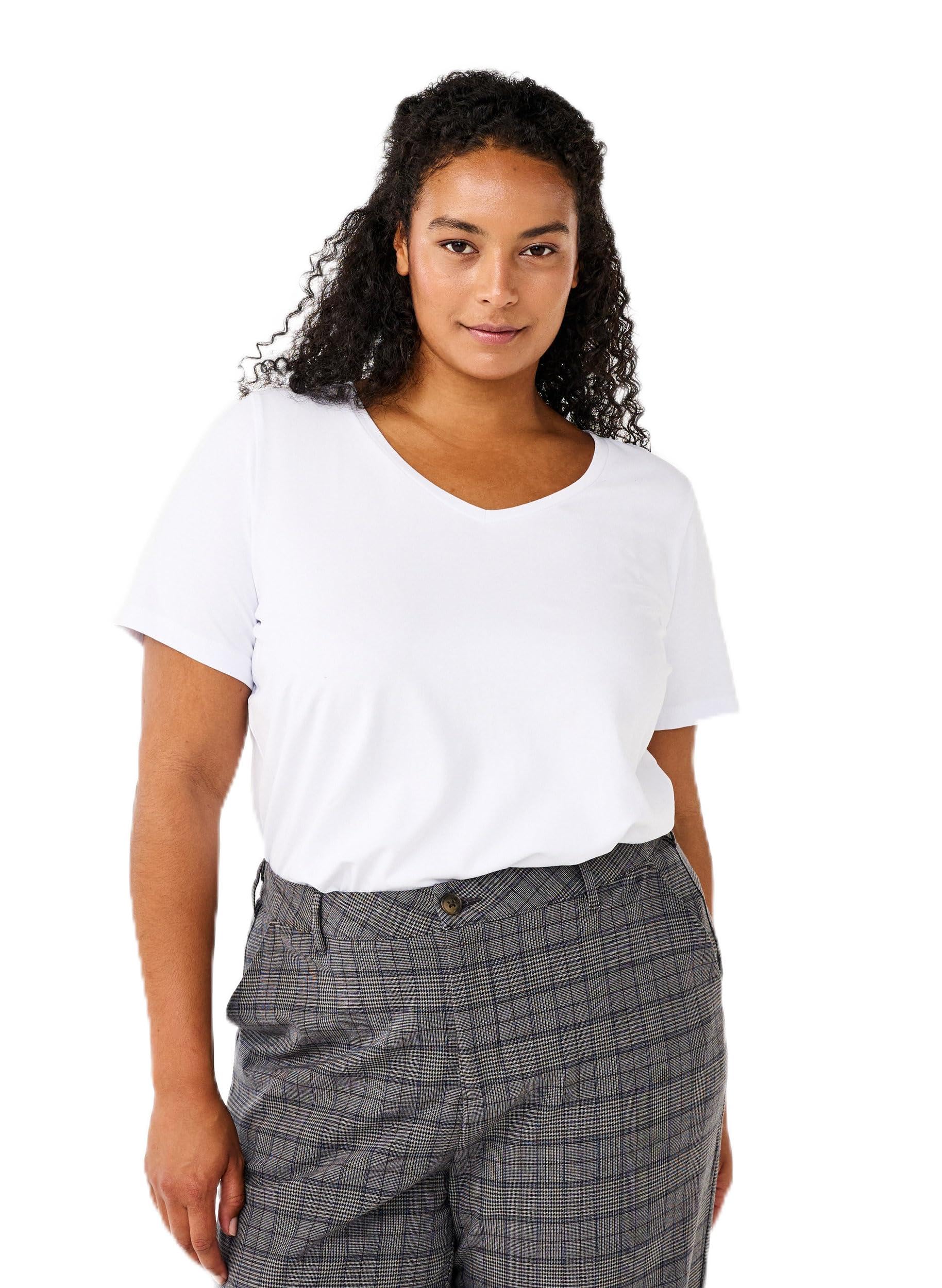 Zizzi Damen Große Größen T-Shirt Basic Baumwolle Kurzarm Kurze Ärmel Gr. 42-60