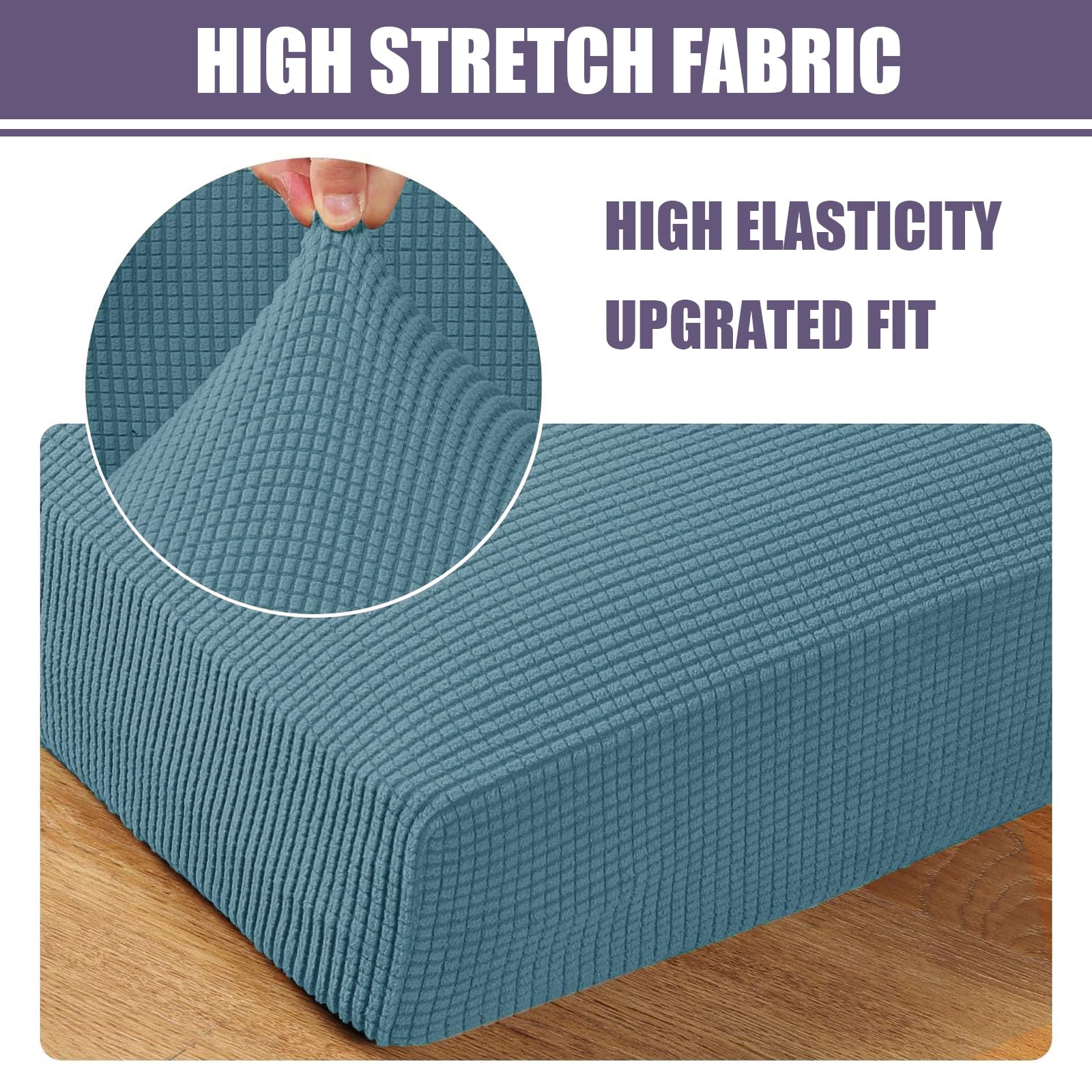 SYLC 2 Piezas Fundas De Cojín para Comedor Jacquard Elástica, Funda De Cojín para Autocaravana Funda De Asiento De Caravana Cojines De Repuesto RV (Blue,Set of 2)