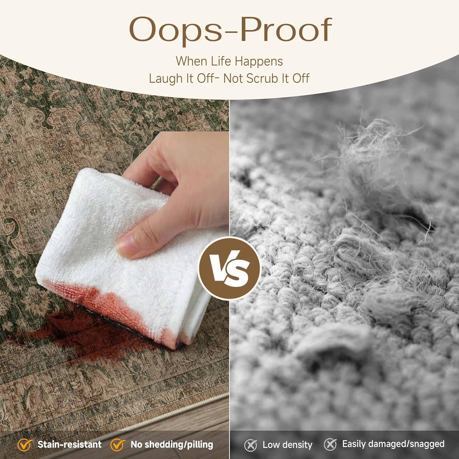2x6 Washable Runner Rug Green Brown Vintage Non Slip Soft Low Pile Hallway Kitchen Rug Distressed Oriental Carpet for Laundry Bathroom Bedroom Living Room Home Decor
