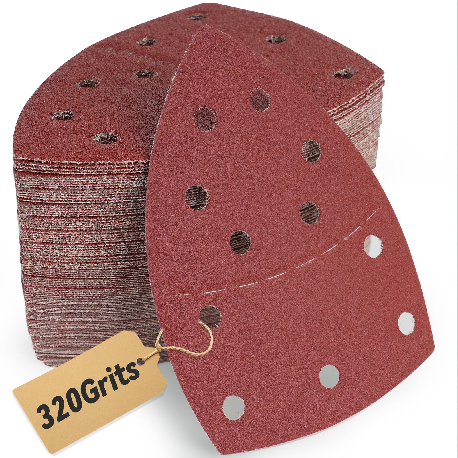 80PCS Multi Tool Sanding Pads, Black and Decker Mouse Sander Pads with 11 Holes, 320 Grit, Detail Sander Compatible With Bosch Multi Sander