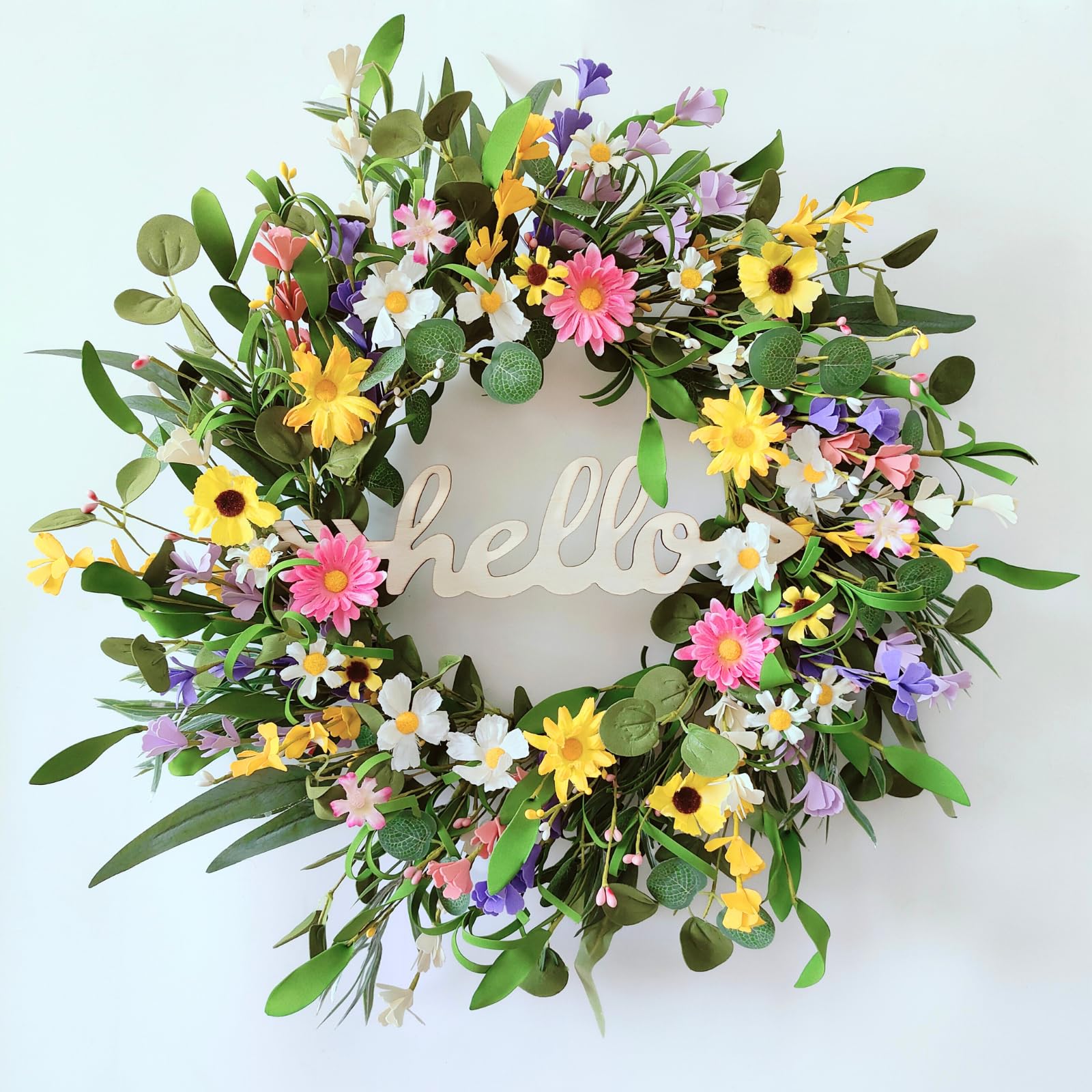 Amazon.com: TOKCARE Spring Wreaths for Front Door with Hello Sign