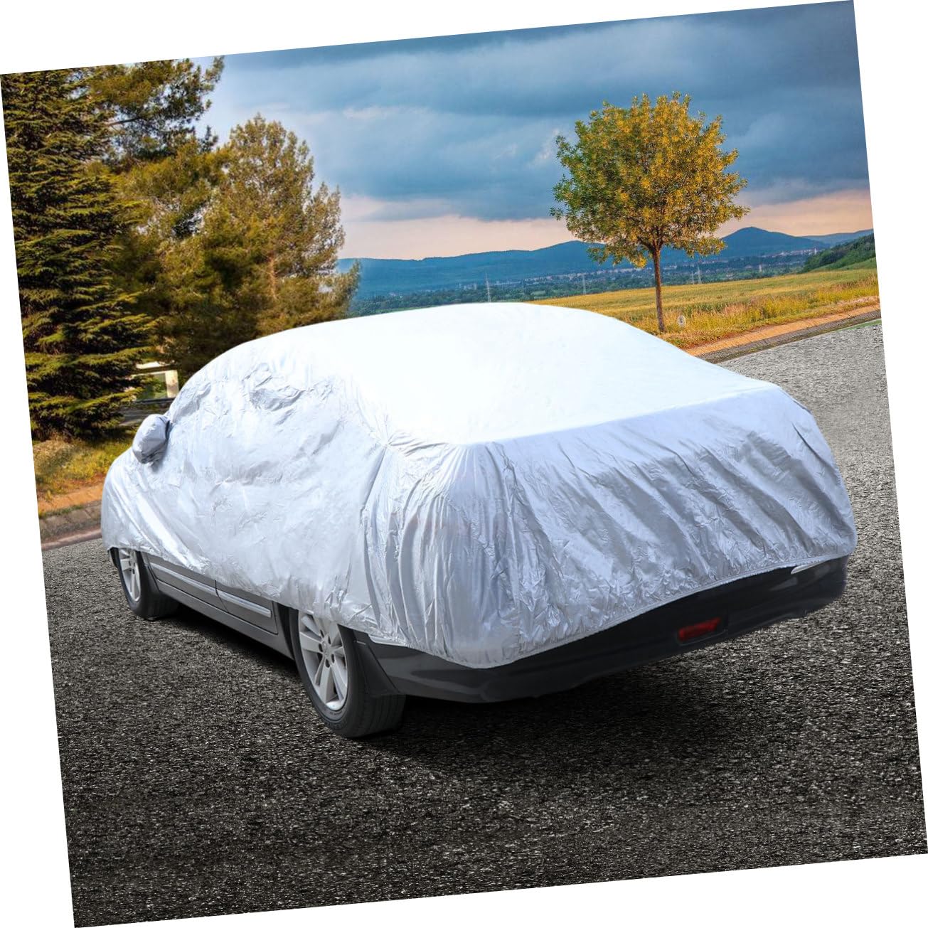 Anneome Silver Car Cover Uv and Rain All-Weather Outdoor Shield for Prevents Scratches and Keeps Interior Clean — view 9