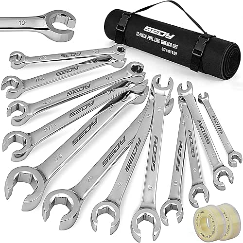 SEDY 14-Piece Flare Nut Wrench Set with PTFE Tape, Metric