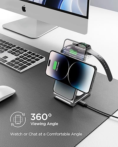 Miniatura 3 de Hohosb - Estación de carga magnética, 3 en 1, plegable, de aleación de zinc, cargador inalámbrico compatible con cargador Magsafe para iPhone