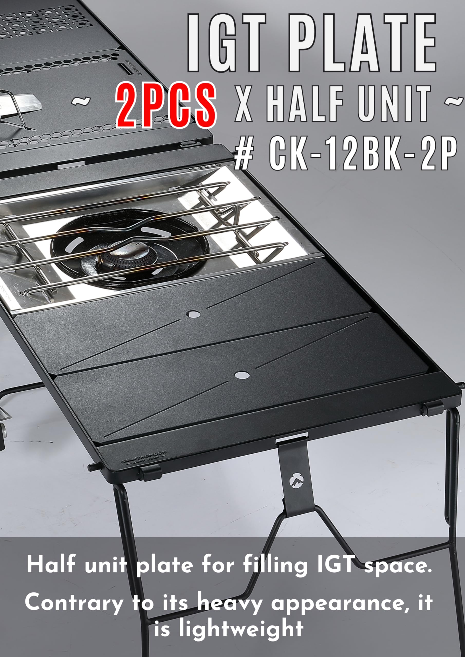 camping moon IGT Top Board Bridge Table Laser Top Board Half 2pcs Black CK-12BK-2P