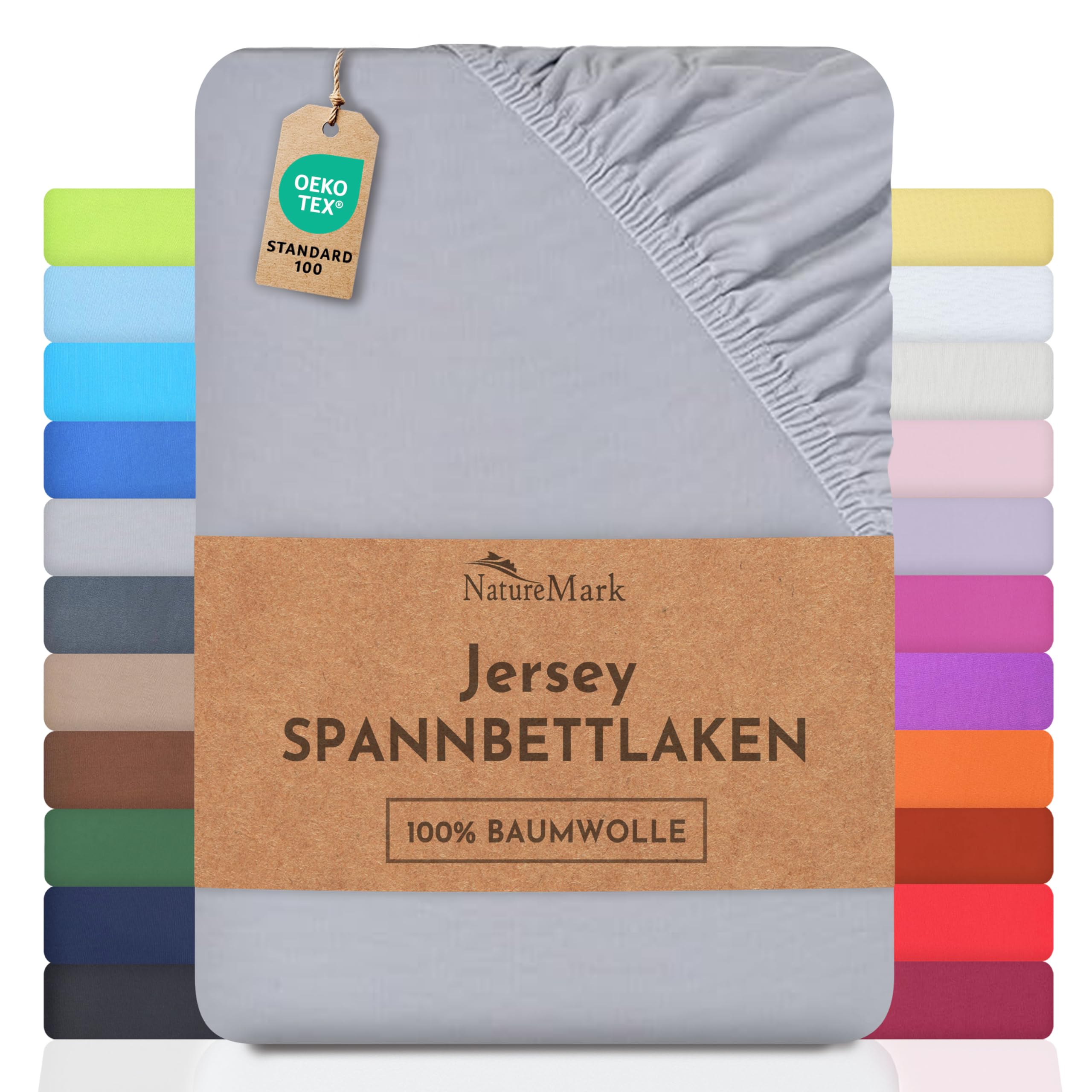 NatureMark Kinder Jersey Spannbettlaken, Spannbetttuch 100% Baumwolle in vielen Größen und Farben MARKENQUALITÄT ÖKOTEX Standard 100