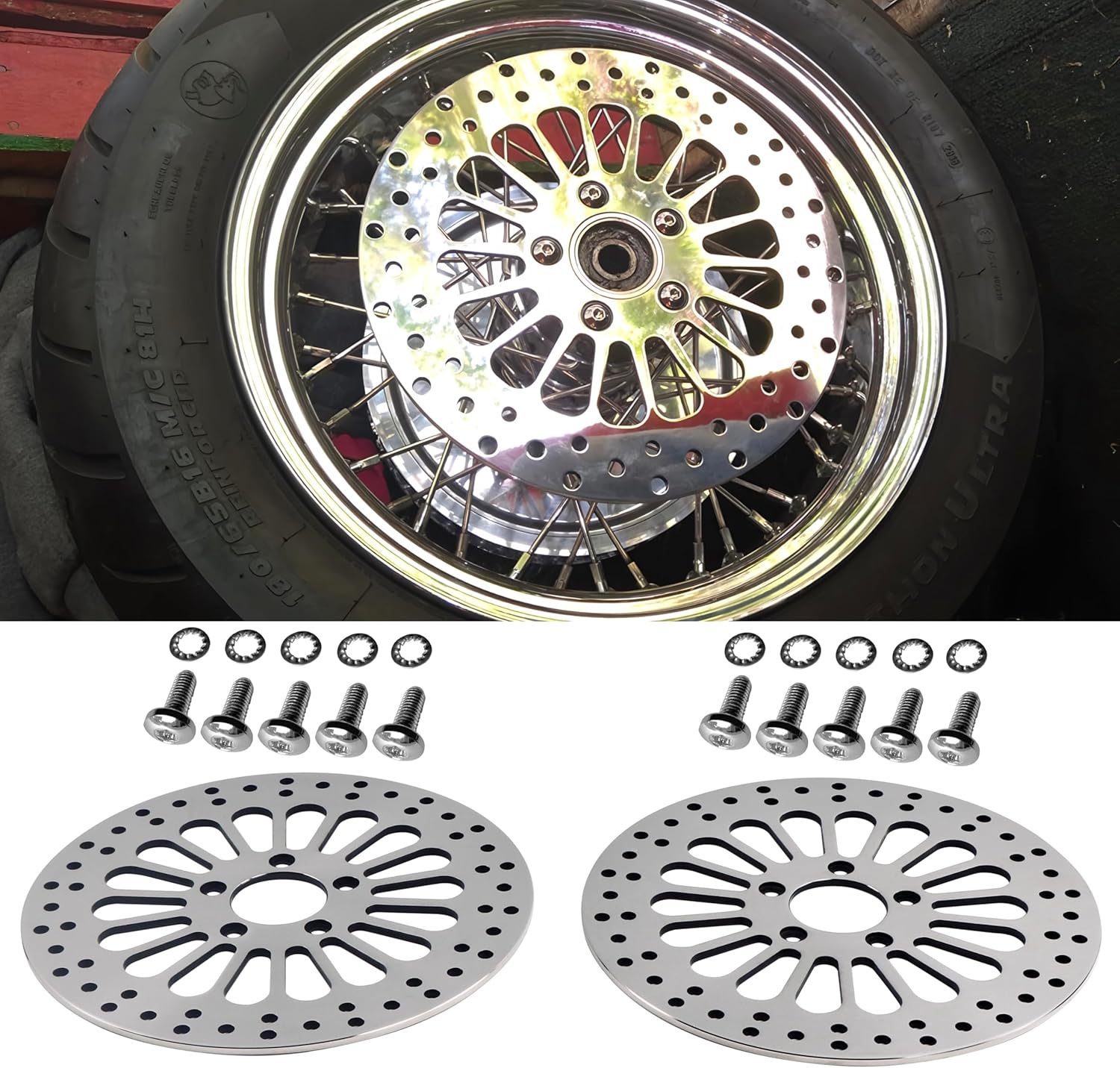 FATFLEX Drilled 2x11.8'' Front Rotors for Harley Davidson Touring 08-up Models