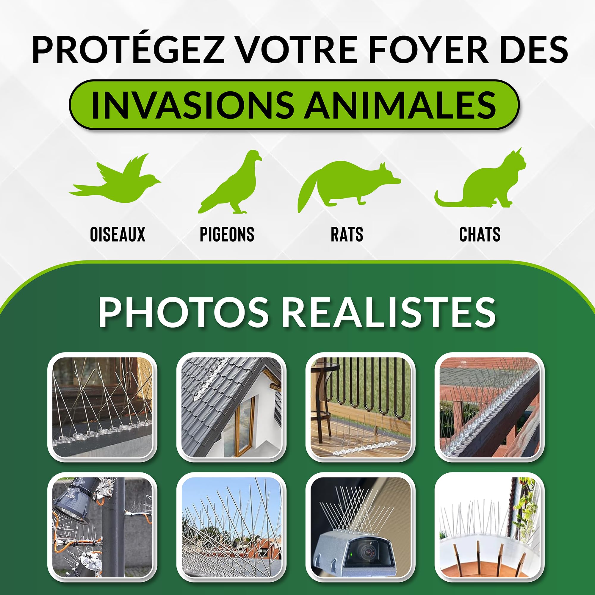Pic Anti Pigeon - 5 Mètres - Acier Inoxydable - 5M de Double Face Inclus - Pique Anti Oiseaux -Anti nuisible pour Balcon,fenêtre,Toit- Antipigeon- Pic Anti Chat (5 Mètres)