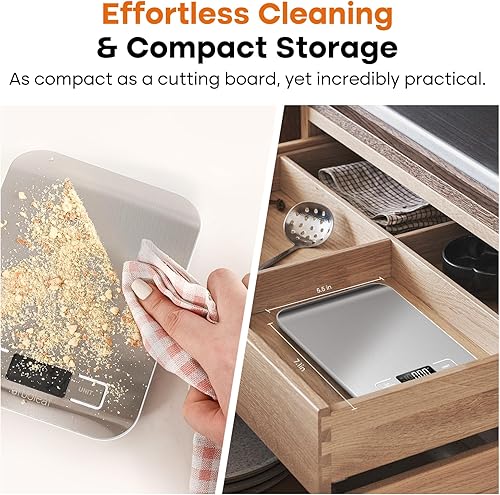 Miniatura 6 de arboleaf Báscula de cocina de alimentos, 22 libras de peso digital gramos y onzas para hornear y cocinar, báscula precisa de alimentos de 1 g0.01 oz