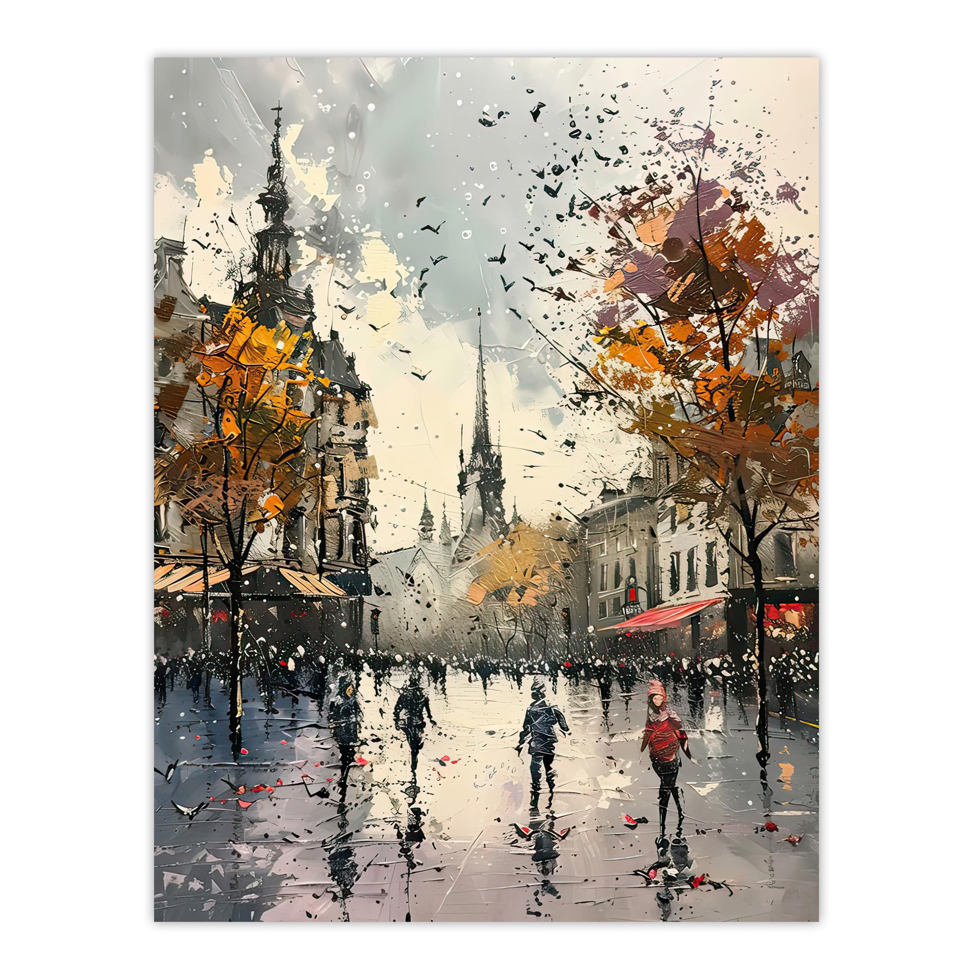Artery8 Bishop Auckland Castle Modern Artwork Autumnal Living Room Large Wall Art Poster Print Thick Paper 18X24 Inch