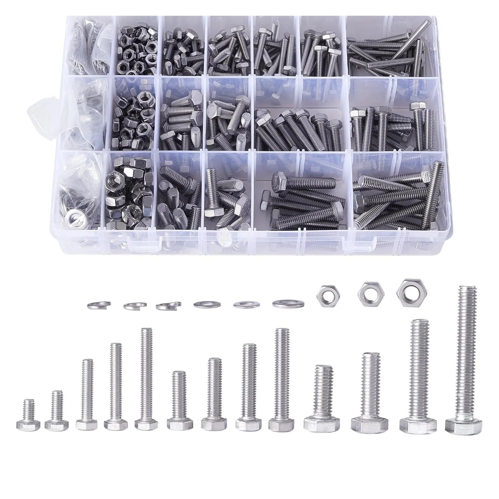 Pernos Hexagonales M4-M6 De 640 Piezas, Con Juego De Arandelas
