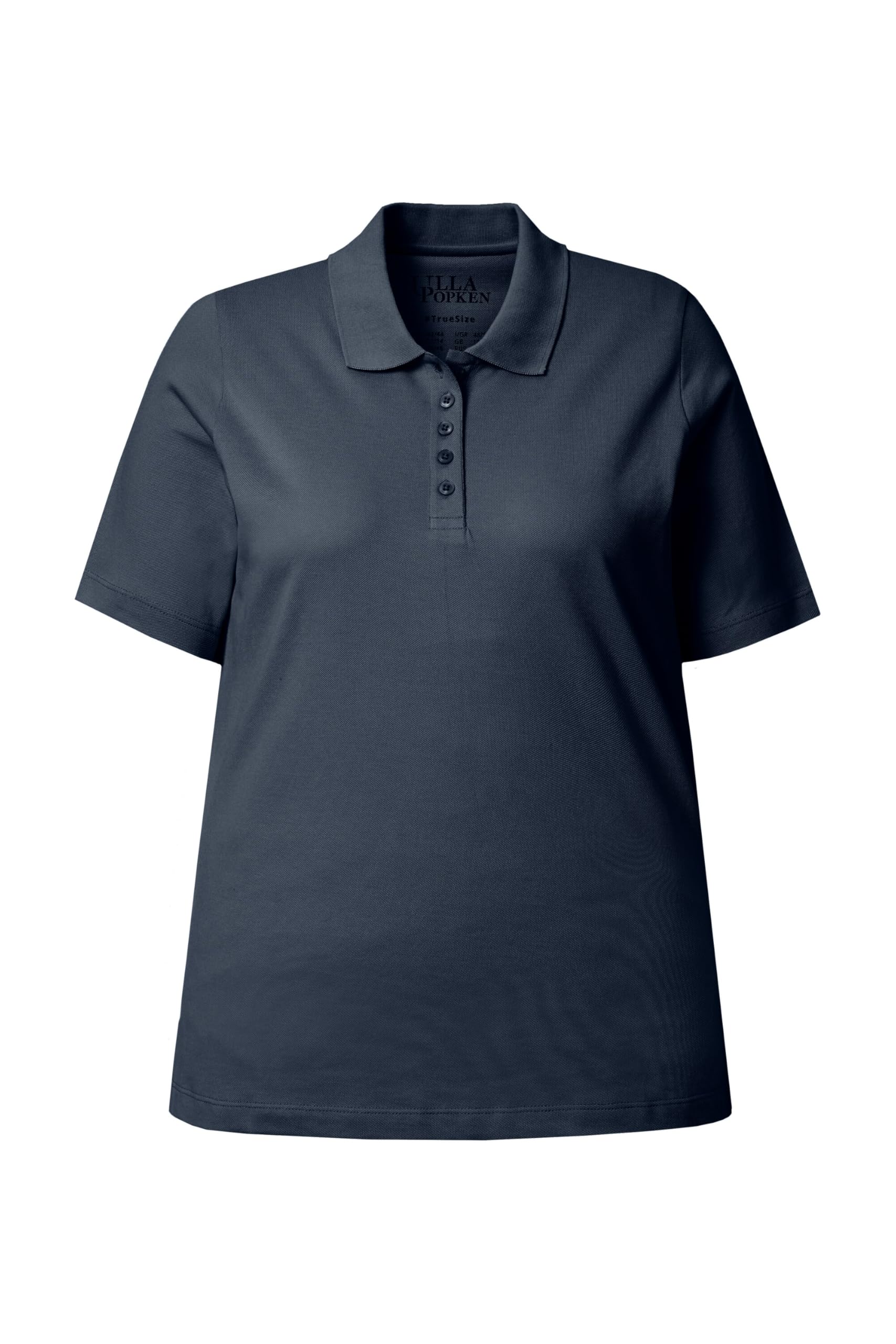 Ulla Popken Damen Poloshirt, Längere Knopfleiste, Polokragen, Halbarm T-Shirt (1er Pack)