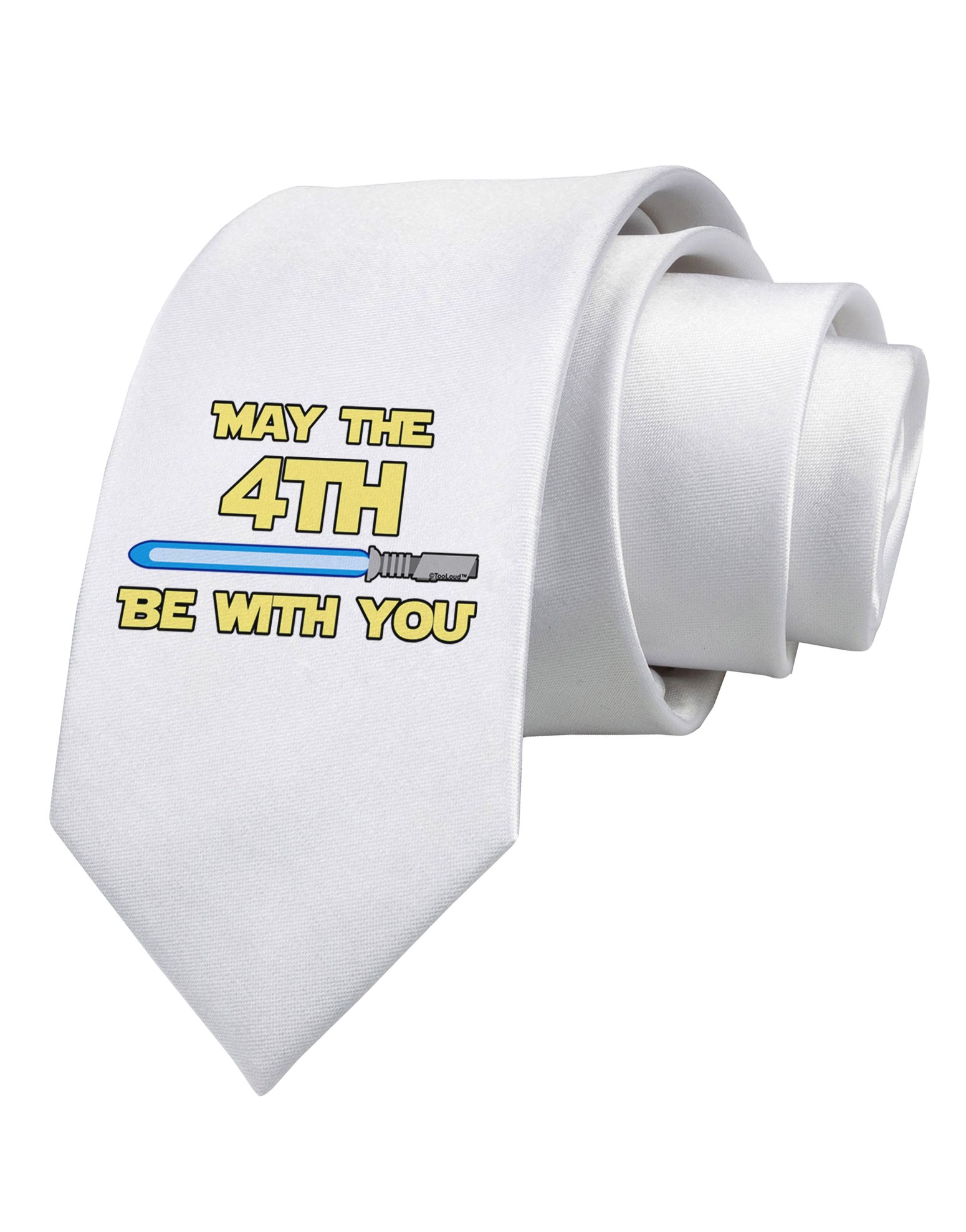 TOOLOUD 4th Be With You Beam Sword 2 Printed White Neck Tie