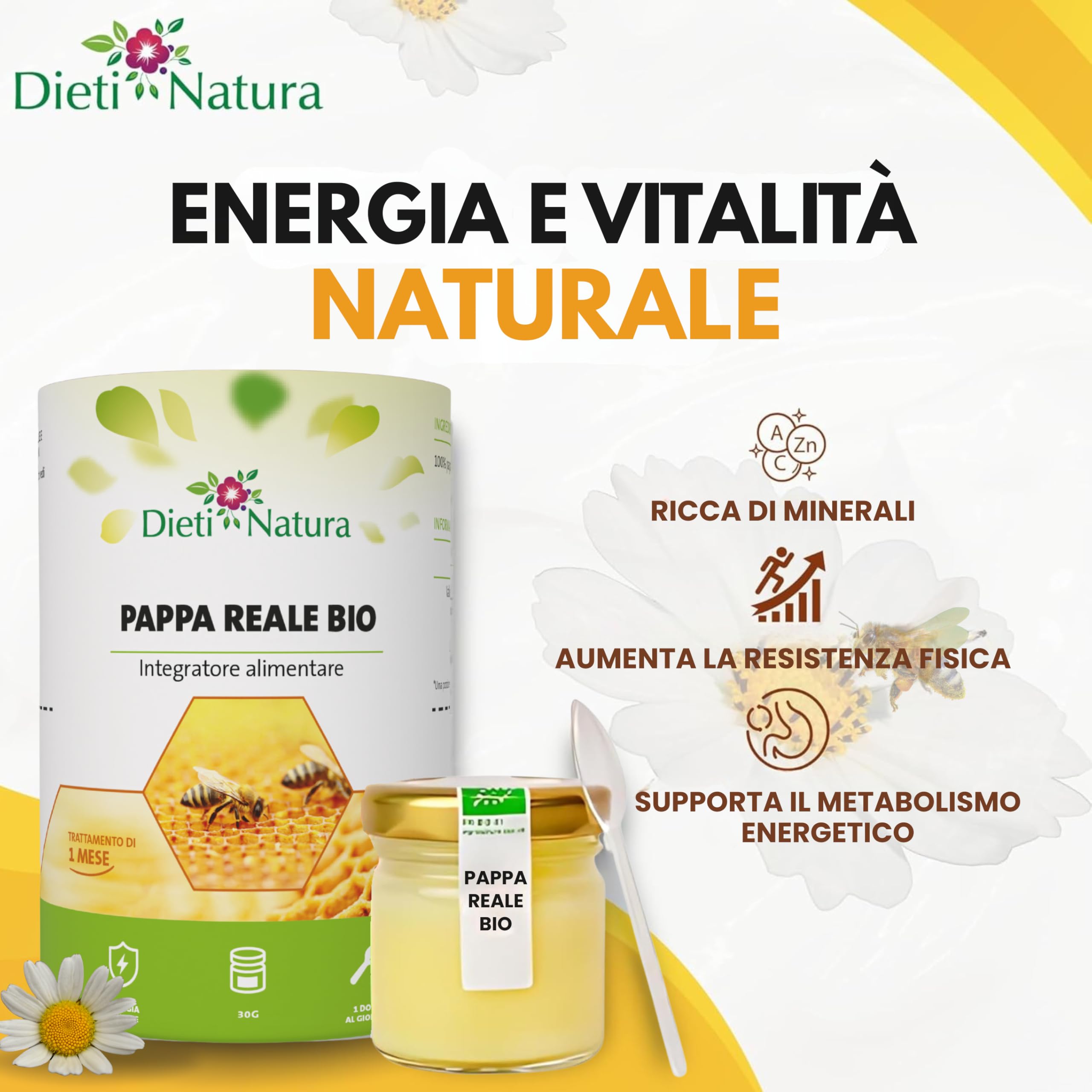 Confezione da 3 vasetti di Pappa Reale Fresca BIO (30 g) – Pappa Reale Pura con Vitamine, Oligoelementi e Minerali per un’Energia Naturale e per le Difese Immunitarie