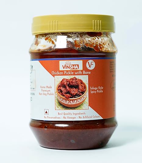 VINSHA Authentic Home Made Premium Chicken Pickle | Telugu/Andhra Style Spicy Pickle | 250g