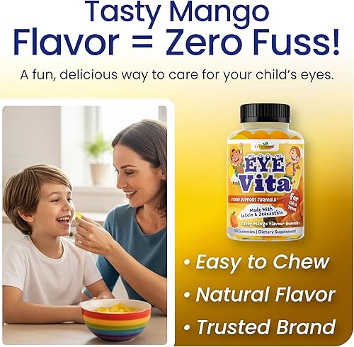 Miniatura 6 de Vitaminas para los ojos para niños, gomitas de salud ocular para niños y adolescentes, gomitas de luteína de 12 mg con zeaxantina, 30 gomitas