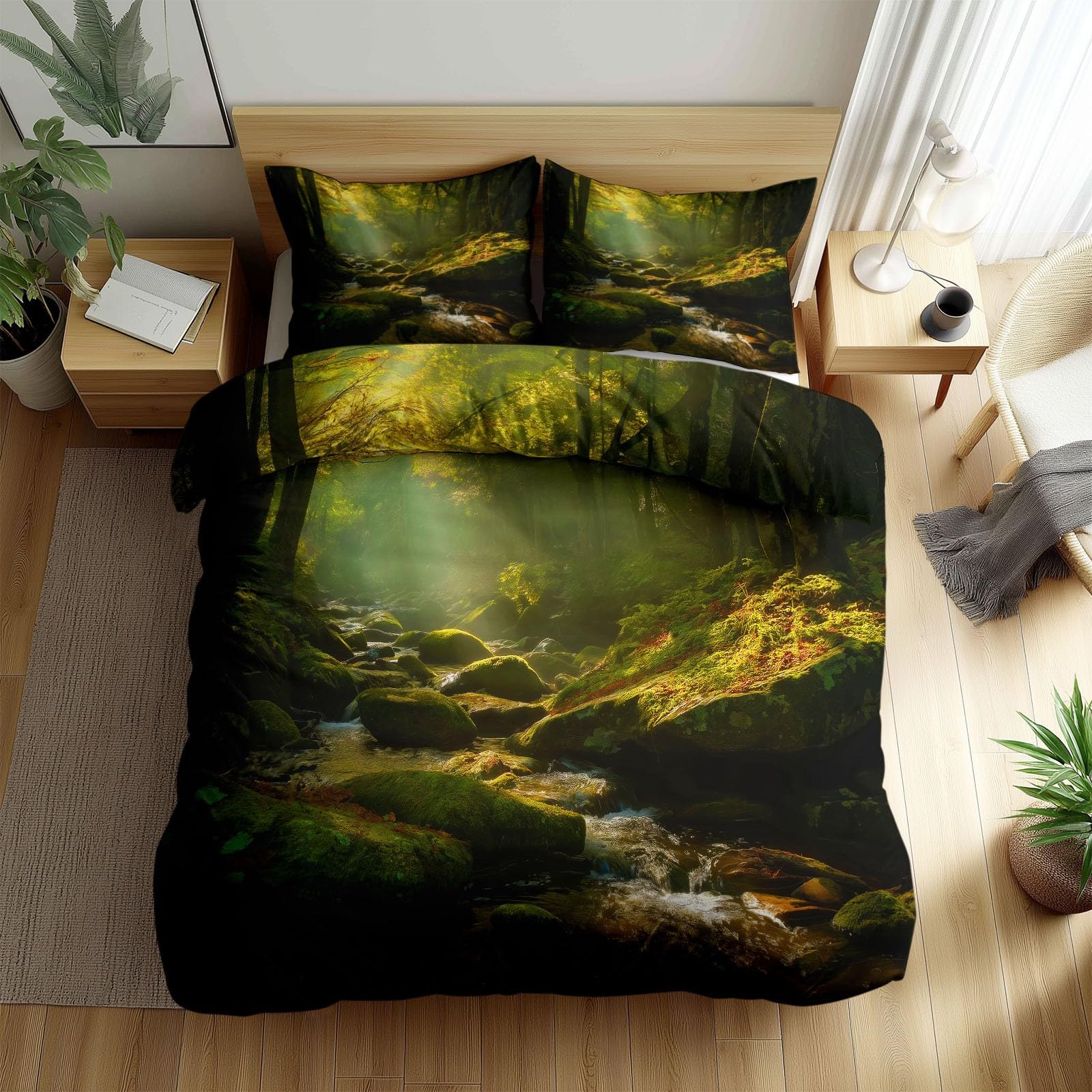 Housse de couette forêt 200x200 pour une ambiance nature et zen dans la chambre