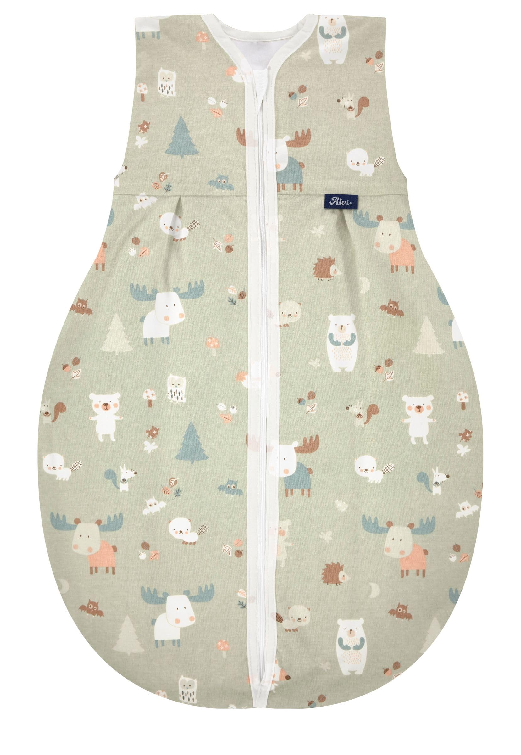 Alvi Baby Kugelschlafsack Molton Baby Forest/Leichter Sommerschlafsack ohne Ärmel Kinderschlafsack unwattiert TOG 0,5 / Babyschlafsack waschbar für Jungen Mädchen