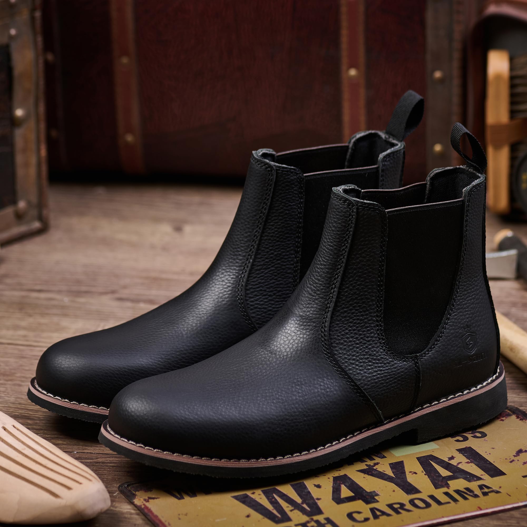 SL-Saint Uomo Fatti a Mano Stivali Chelsea Classici In Vera Pelle di Mucca Scivolare Sulla Moda