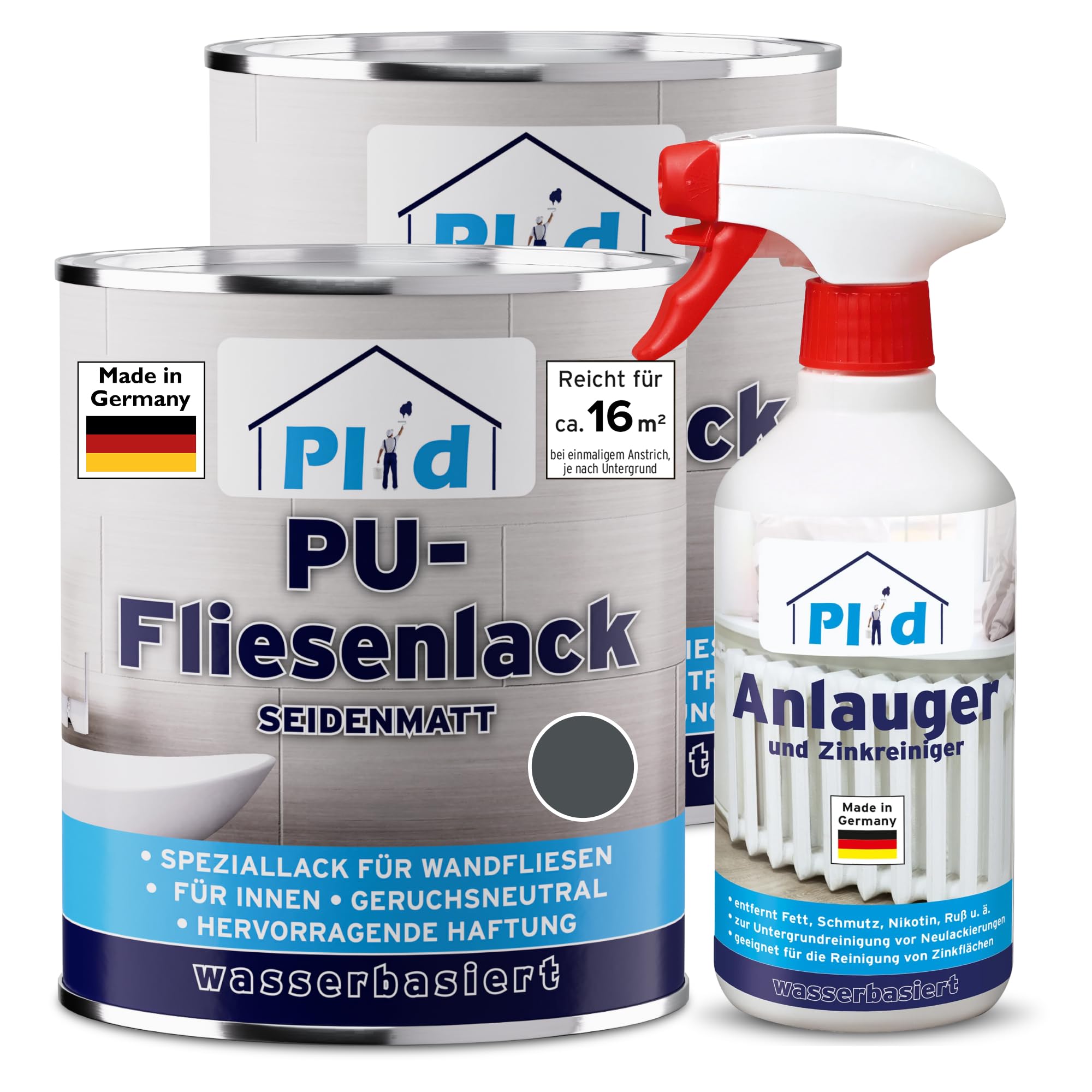 prinzcolor Barniz para azulejos de alta calidad y 0,5 l, color gris antracita brillante, 1,5 l