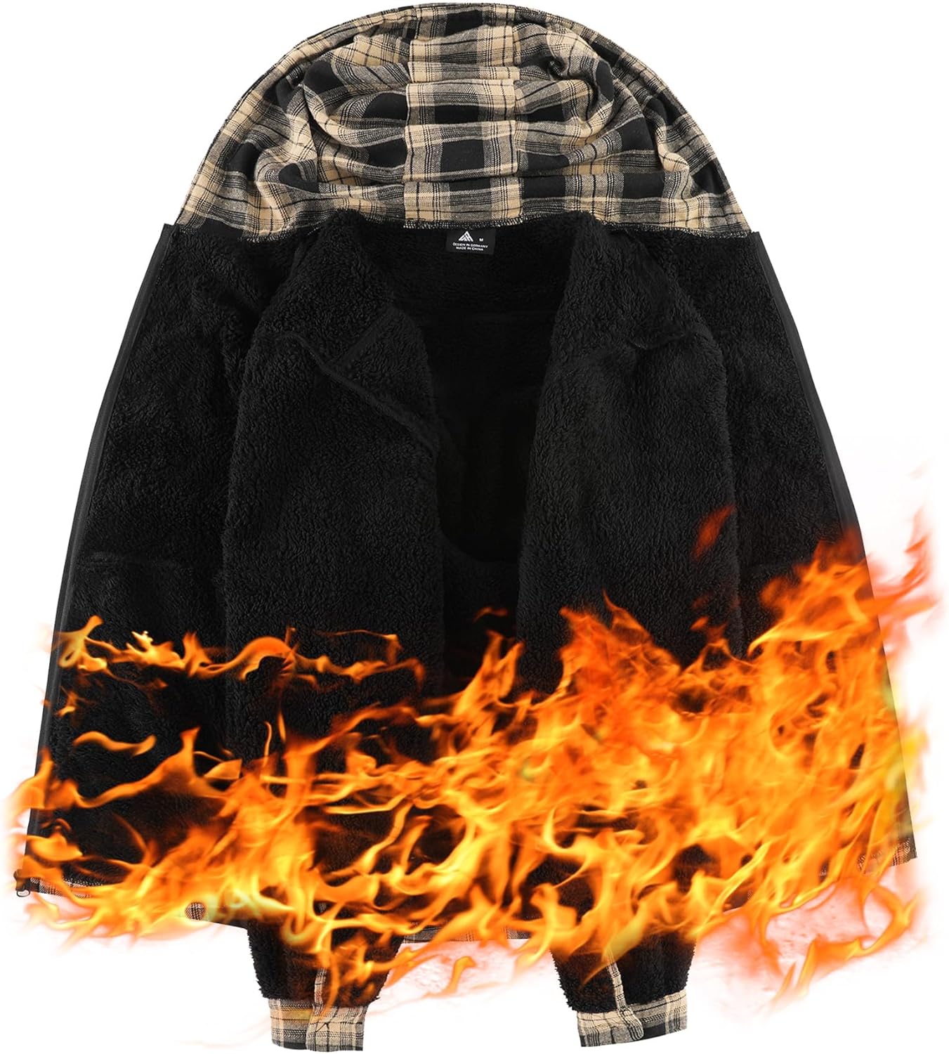 SCODI Men's Flannel Plaid Jacket Warm Sherpa Lined Fleece Hoodies for Men Zip Up Thick Jackets Winter Coat with Pocket - Image 4