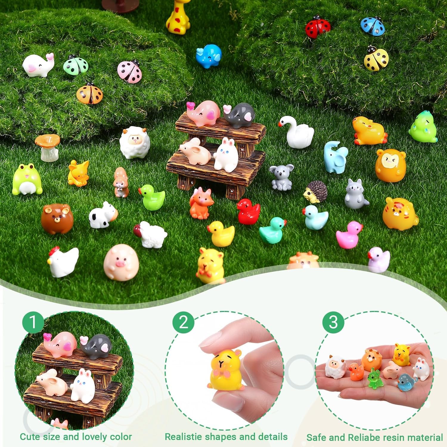 100PCS Mini Luminous Resin Animals Mini Ducks,Tiny Resin Animals Miniature Little Small Plastic Ducks Glow in the Dark for Dollhouse Decor Accessories Garden Micro Landscape Aquarium Potted Tiny Homes - Image 4
