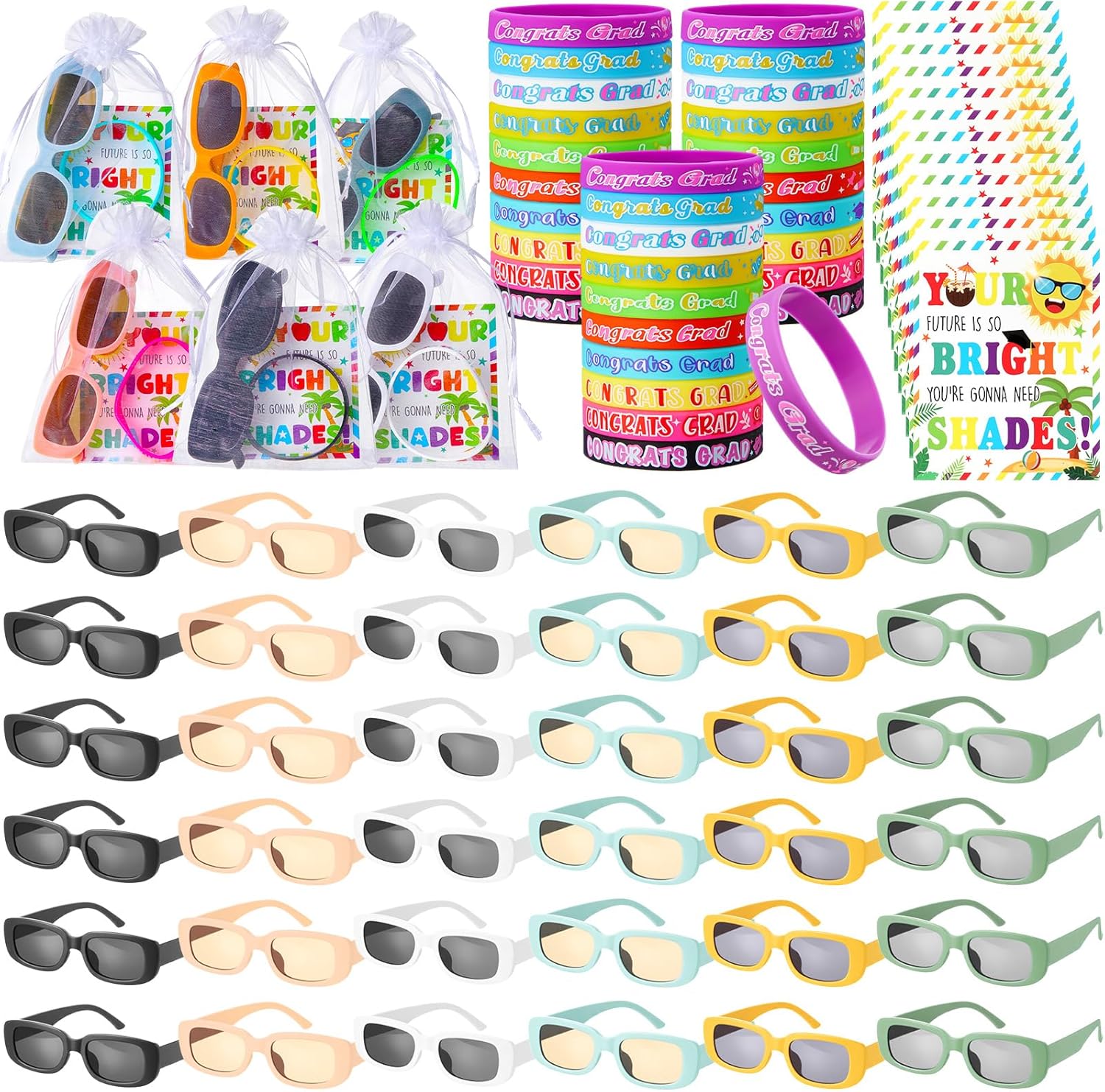 36 Set Valentines Day Gifts for Kids Heart Sunglasses with Valentines Cards Silicone Bracelet Wristbands School Classroom Exchange Gifts Party Favor for Girls Boys