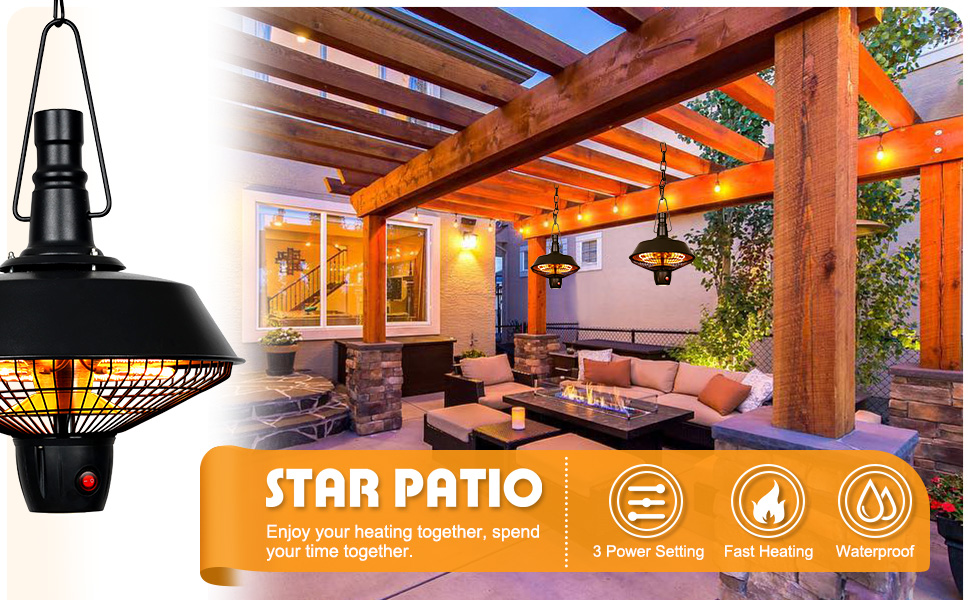 Amazon.com : Westinghouse Infrared Electric Outdoor Heater, Hanging Patio  Heater, Radiant Heat, Heats all year round, Retro Style, Waterproof and  Dust Resistant Black : Patio, Lawn u0026 Garden