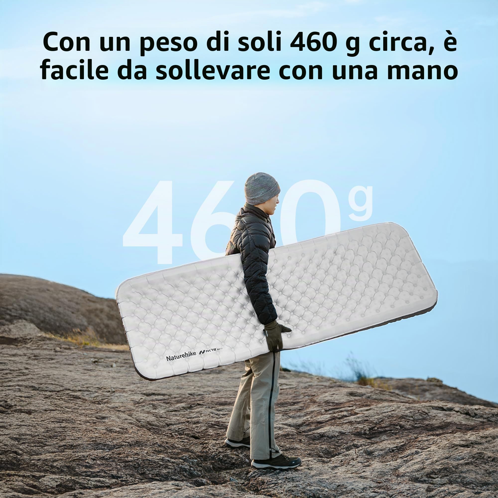 Naturehike Materassino gonfiabile 6.5R 186cm*58cm, Ultraleggero Campeggio Materasso, Durevole Materassino da Campeggio Portatile per Trekking Escursionismo