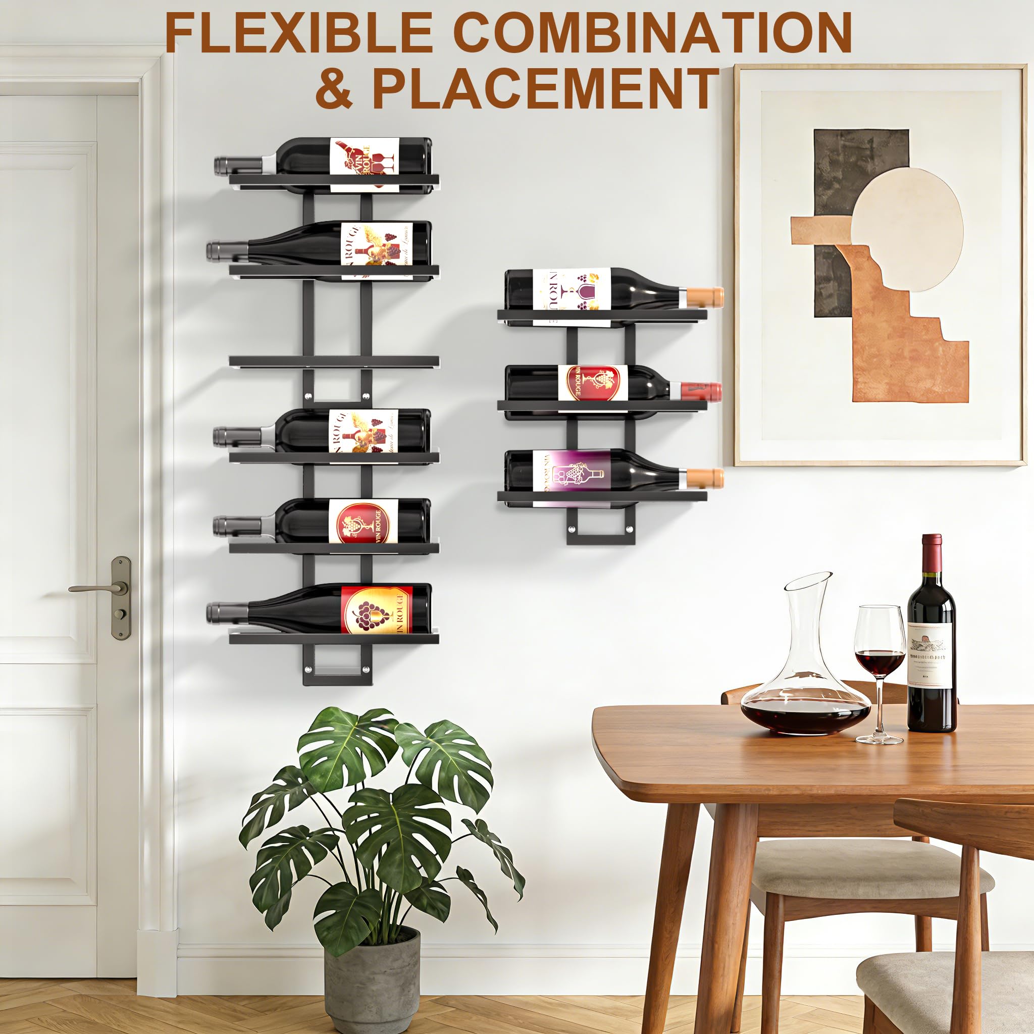 Weinregal Wand für 24 Flaschen, Weinregal Metall, Flaschenregal Geeignet für Hausbar, Küche, Restaurant und Weinkeller