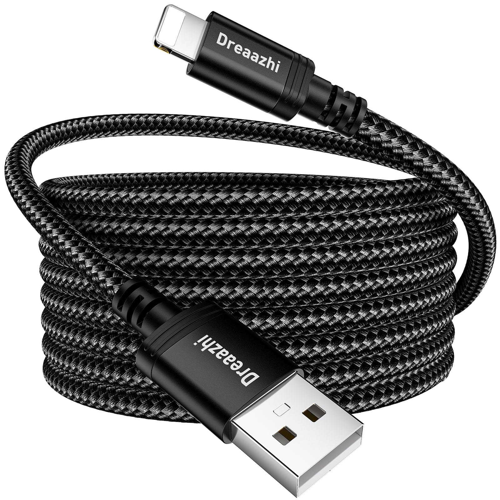 DreaazhiExtra Long 5M Charger Cable for iPhone Fast Charge Braided Compatible with iPhone14/13/12/11/Pro/Xs Max/X/8/7/Plus/6S/6/SE/5S iPad Compatible with Lightning to USB Cable etc…ClimatePartner certified