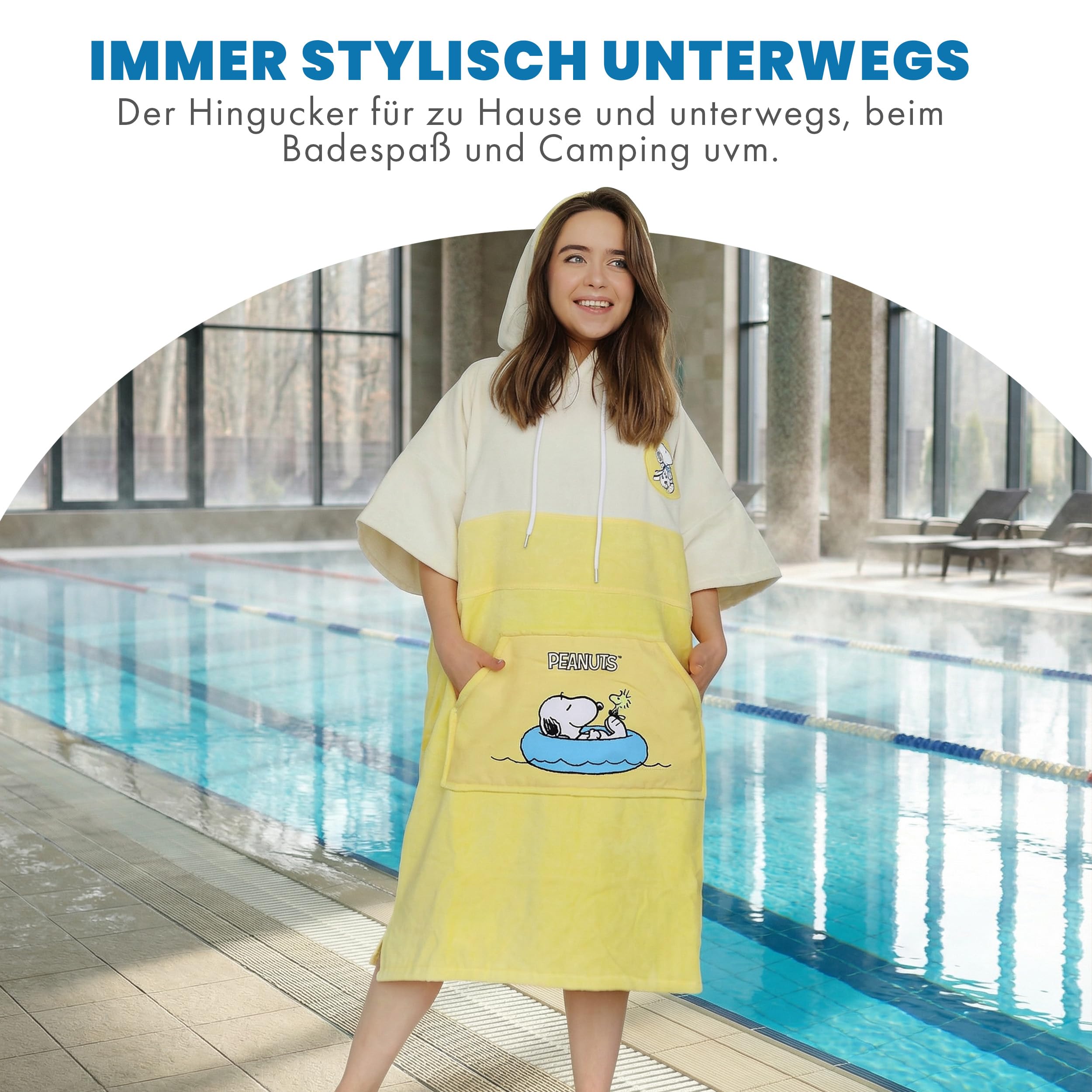 WAVE HAWAII Surf Poncho kąpielowe damskie i męskie, rozmiar M, 161–183 cm | Poncho surfingowe dla dorosłych z bawełny 95–100%, chłonny ręcznik frotte, poncho do przebierania