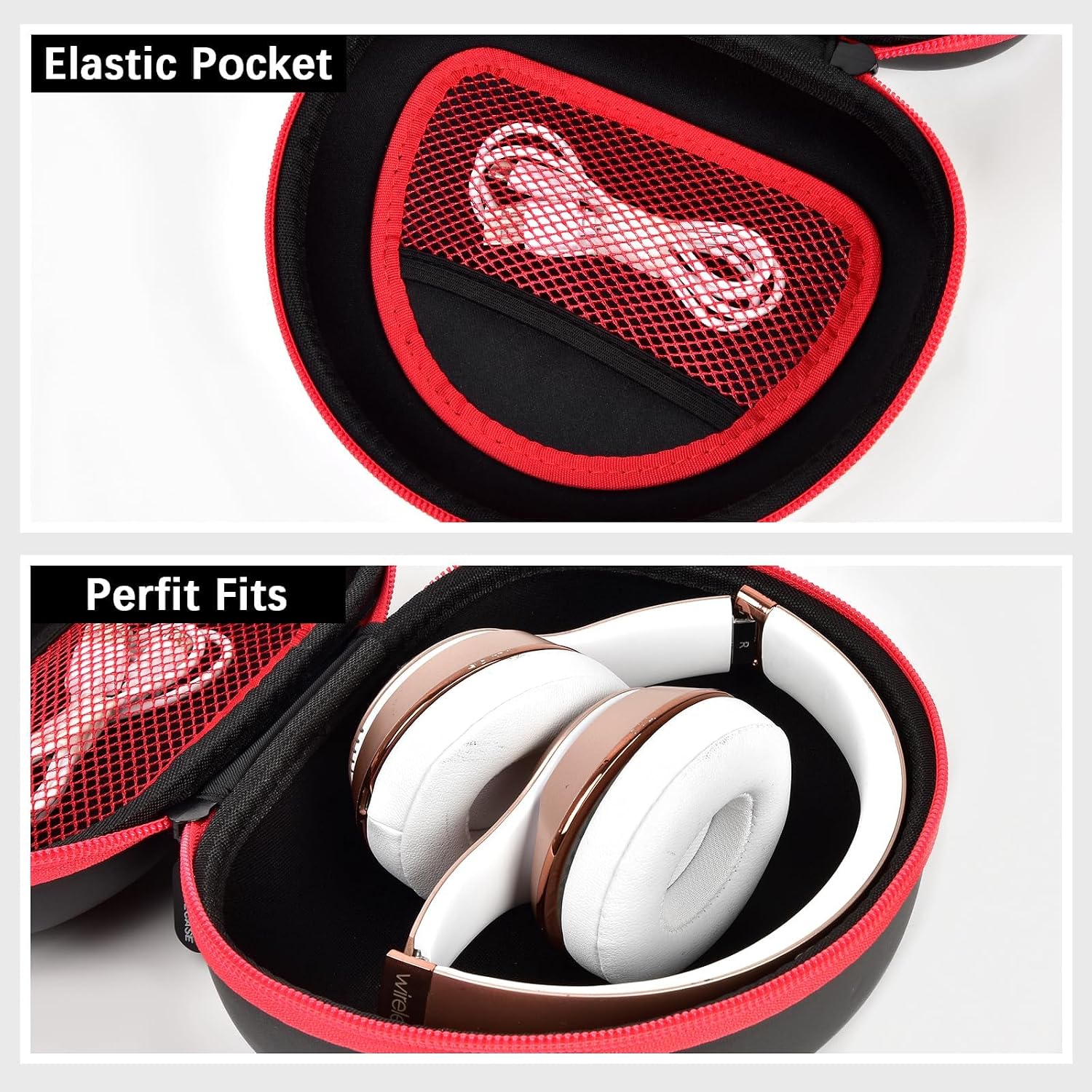 Headphone Case for Picun B8 P26/ for Beats Solo 4, Studio Pro, Solo3, Studio3 On-Ear Headphones More Foldable Bluetooth Wireless Headset (Extra Large) - Black image 3