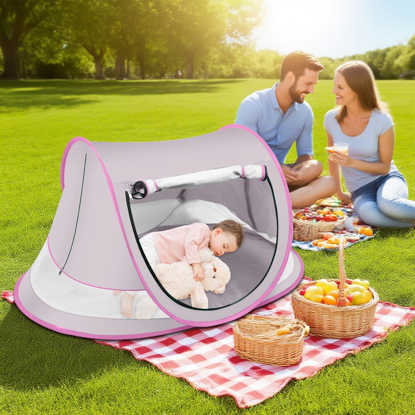 Ombrellone Baby per Spiaggia - Sole Bambini Ombrellone, UPF 50+ Impermeabile Sabbia Pieghevole Esterno per Lago Picnic Escursionismo Campeggio Giardino Parco