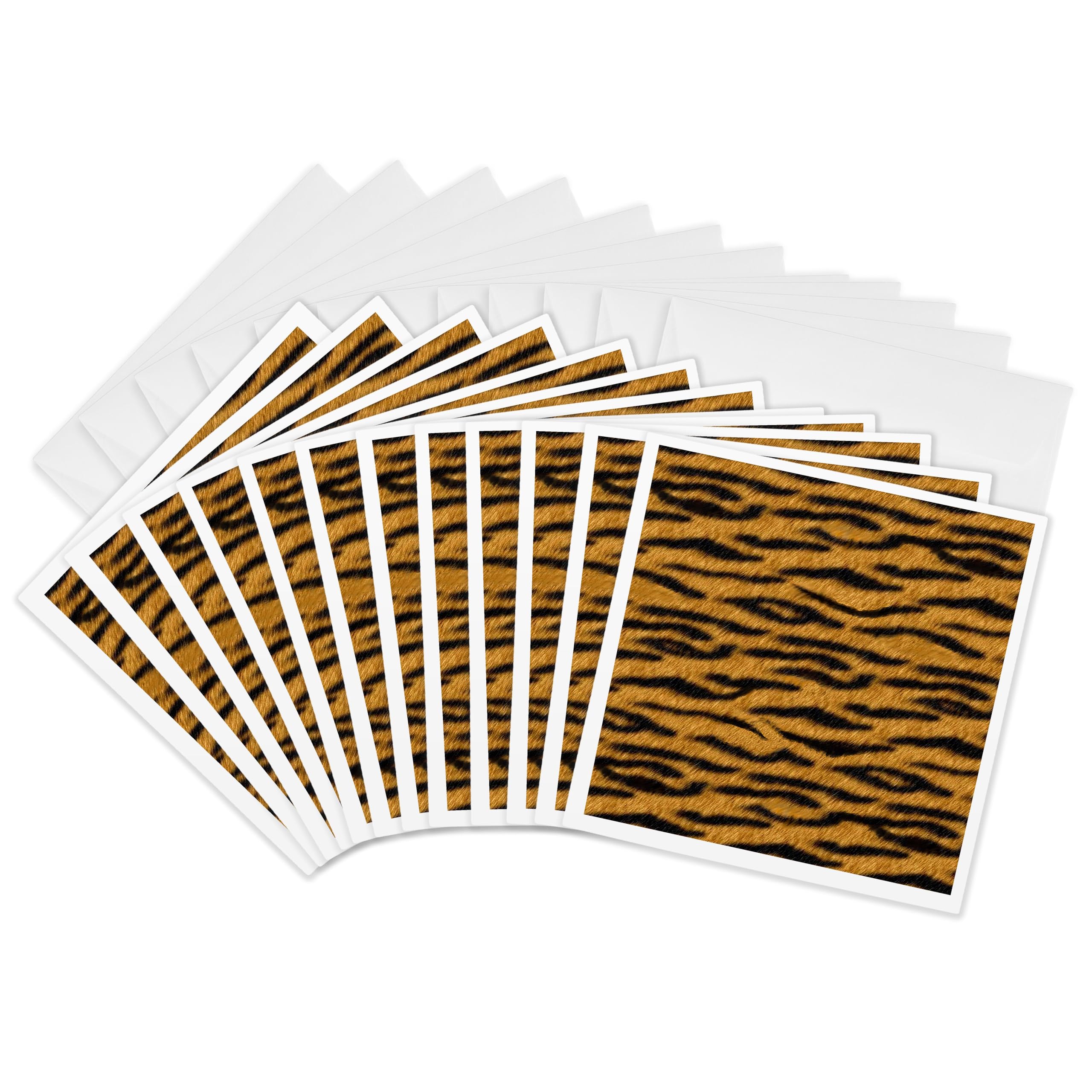 3Drose Orange Tiger Animal Print - Greeting Cards, 6 by 6-inches, Set of 12 (gc_20339_2)