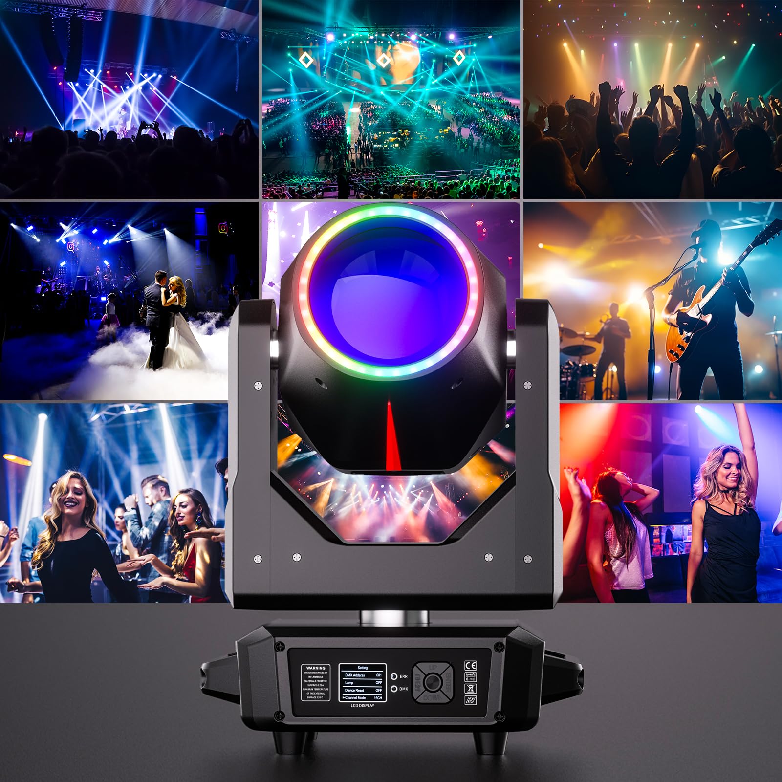 2PCS LED 380W con flight case Testa Mobile Luce di Festa RGBW 14 motivi 15 colori DMX512 Prisma Rotazione a 360° per matrimoni discoteca teatri giochi di luci