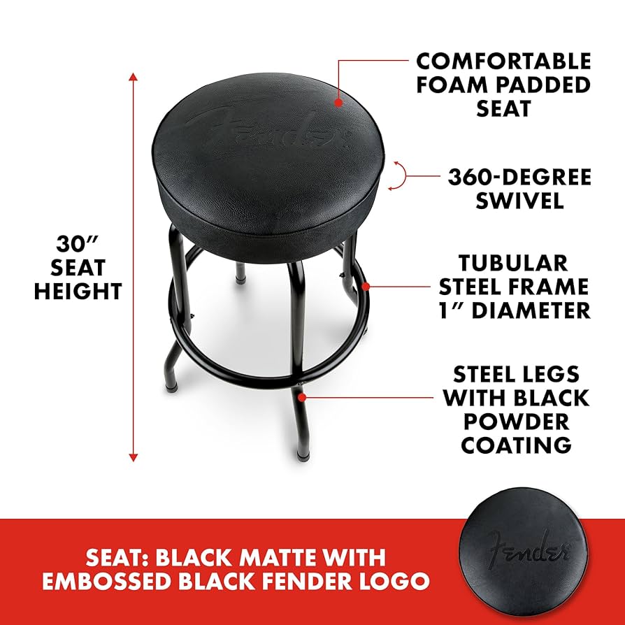 セール中】Fender Embossed Black Barstool 30 Fender® Embossed Black Logo Barstool, Black