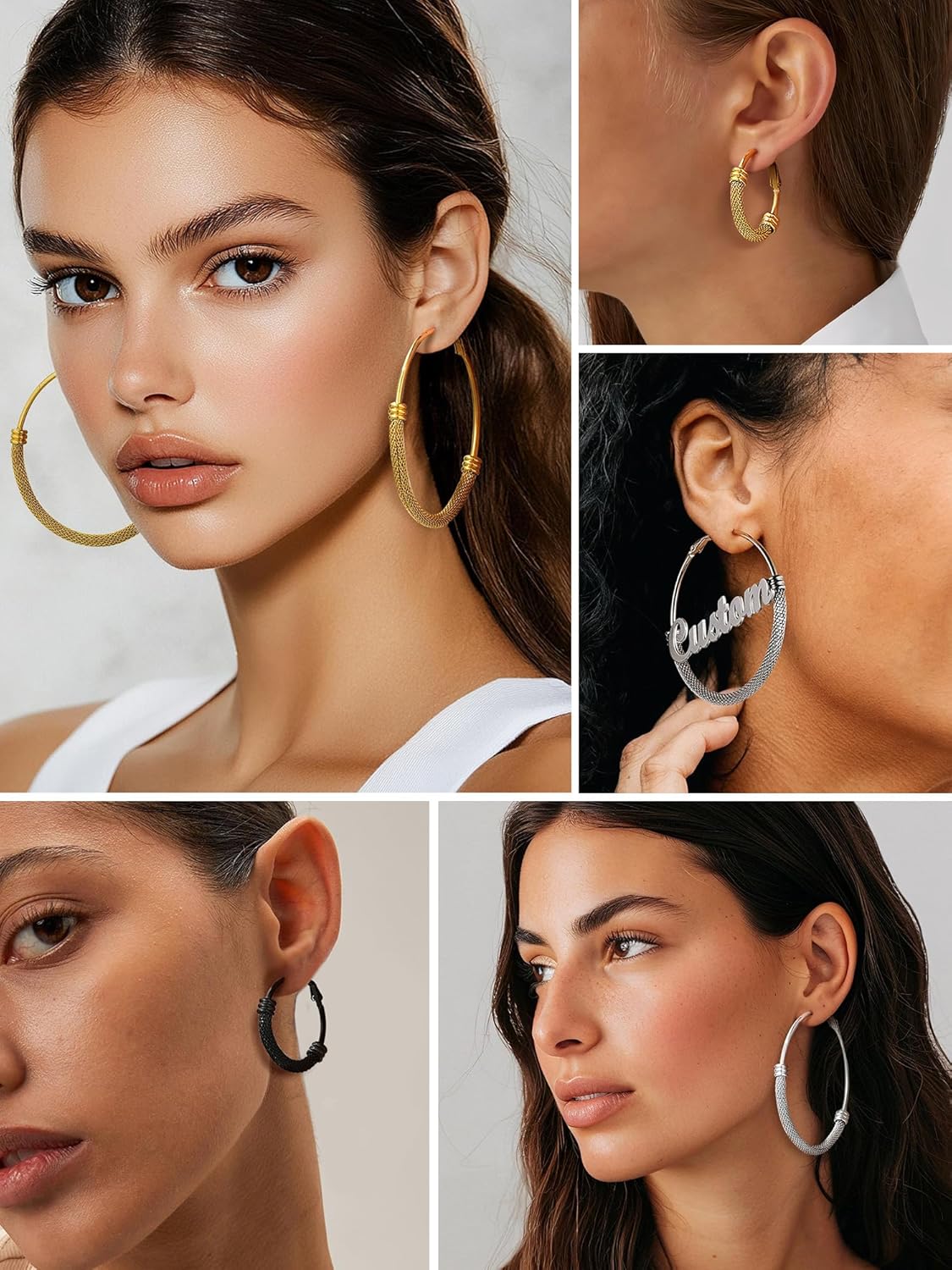 PROSTEEL 30/40/60/80/100mm Chunky Hoop Earrings For Women Gold Plated/Black Stainless Steel Hoops Earrings Statement Jewelry - Image 3