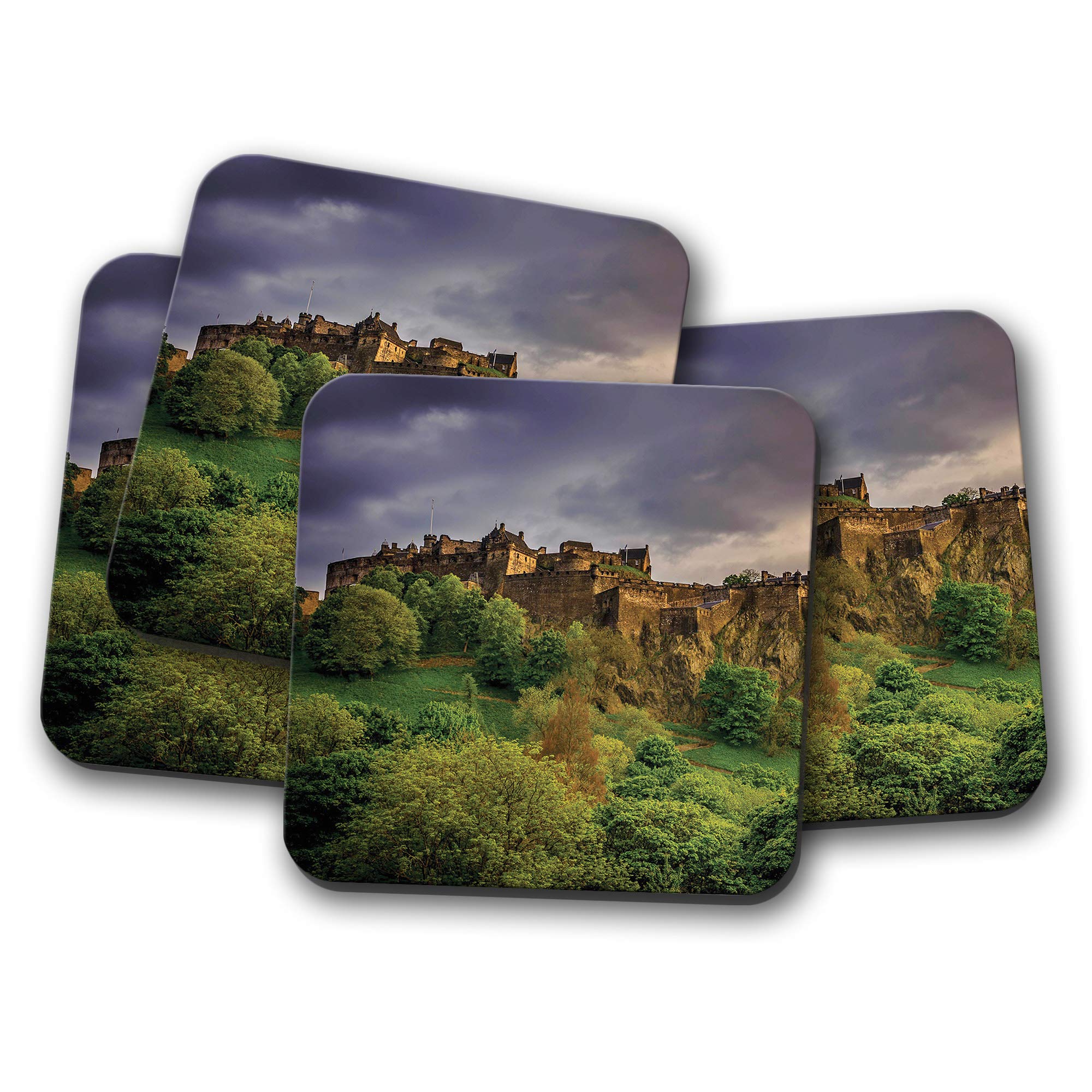 Destinationvinyl Multicolor 4 Set - Edinburgh Castle Coaster - Scotland Uk Scottish Travel #8906