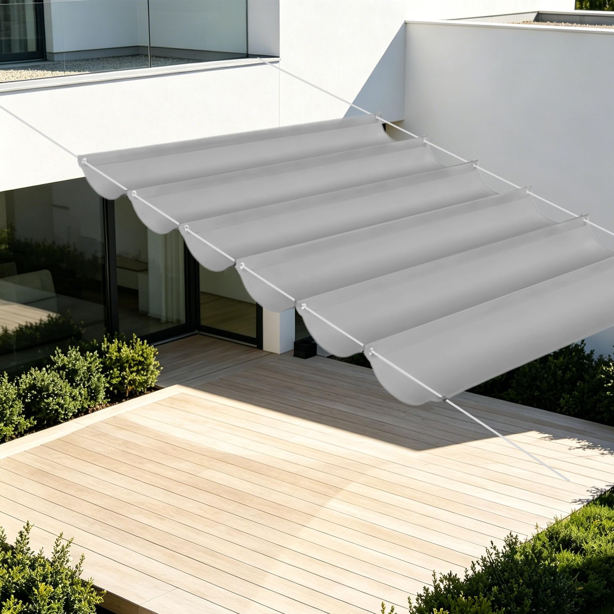 Toile d'ombrage rétractable résistant à la pluie 700x200 pour abriter une grande terrasse du soleil
